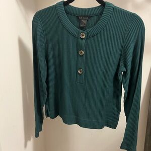 Club Monaco Green Ribbed Button Down Shirt